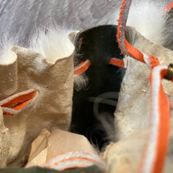 Handmade Genuine Rabbit Fur Drawstring Bucket Bag - Picture 9 of 14